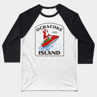 Ocracoke Island, NC Christmas Vacationing Waterskiing Santa Baseball T-Shirt